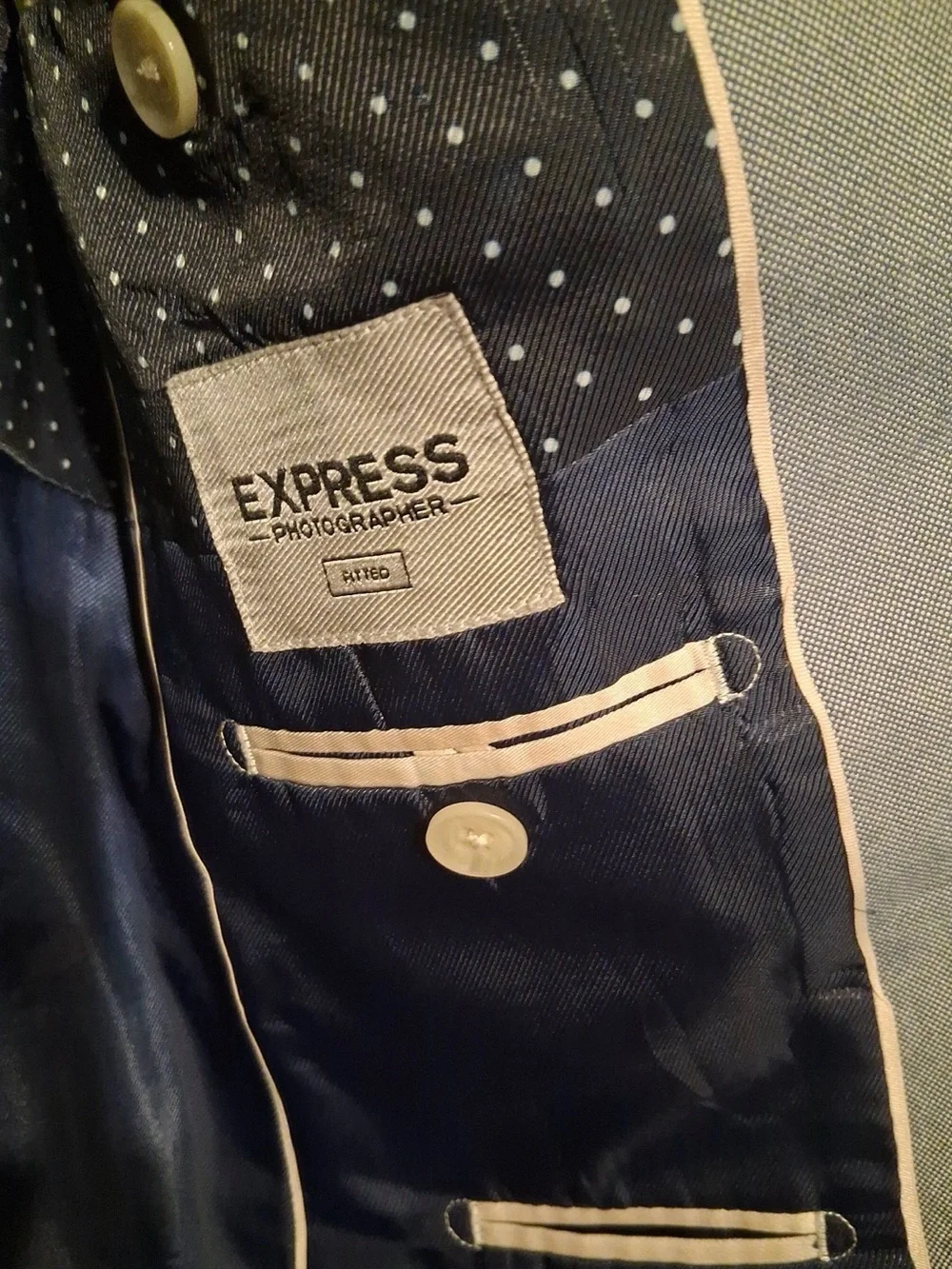 Express Light Gray Notch Lapel Two-Button Blazer